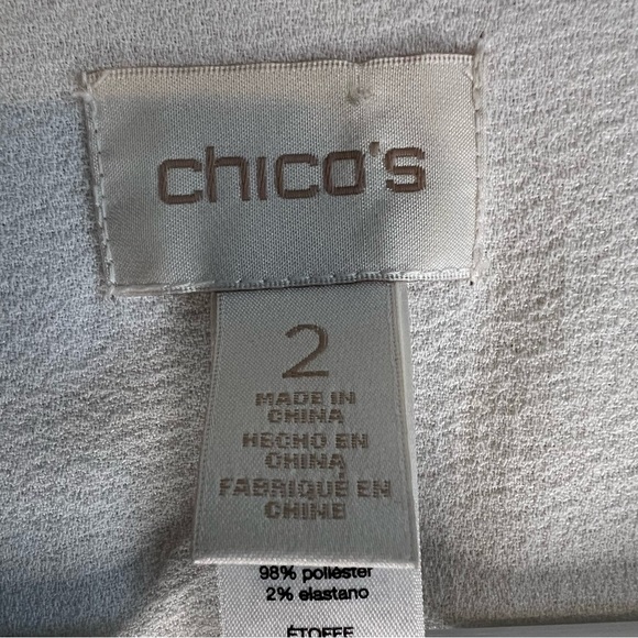 Chico's Open Front Faux Suede Jacket Jacket Sz L White Gray Layered Office - Picture 6 of 15